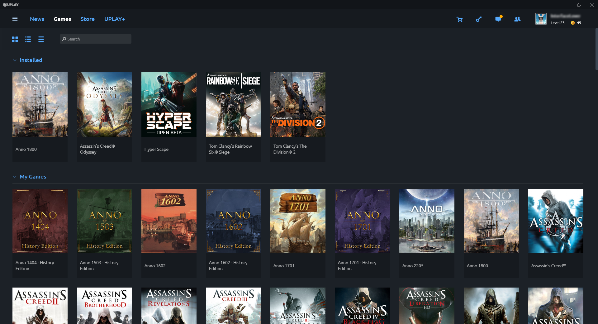 Uplay client in 2020, before rebranded as Ubisoft Connect