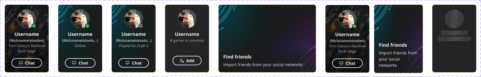 Friends list design for homepage microapp on the mobile companion app